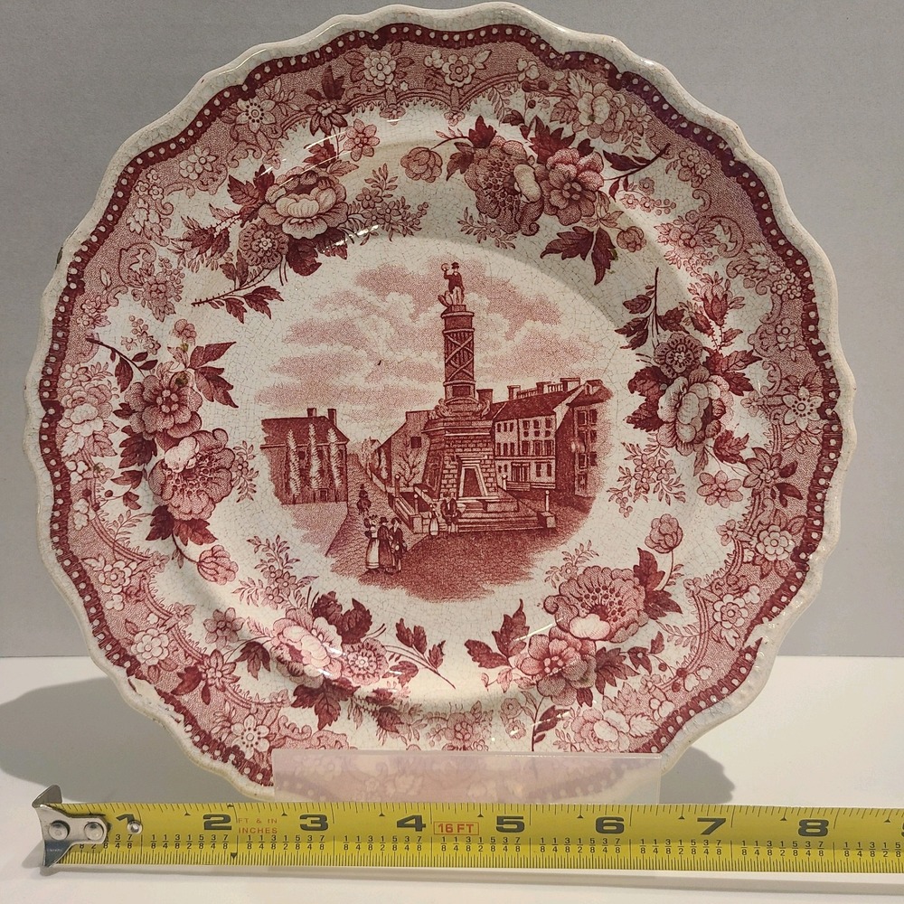Jacksons Battle Monument Baltimore Purple Transferware 9 Inch Deep Plate